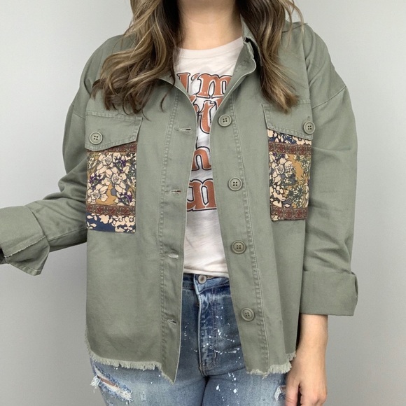 Field Of Flowers Utility Jacket S M Green - Picture 4 of 7